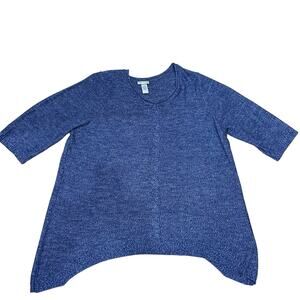 Catherines Sweater Blue Mid Cable Knit Light Flowy 3/4 Sweater Size‎ 2X